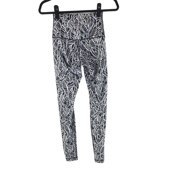 Lululemon Womens Wunder Under Legging High Rise Banana Leaf White Black 4 - Picture 2 of 3